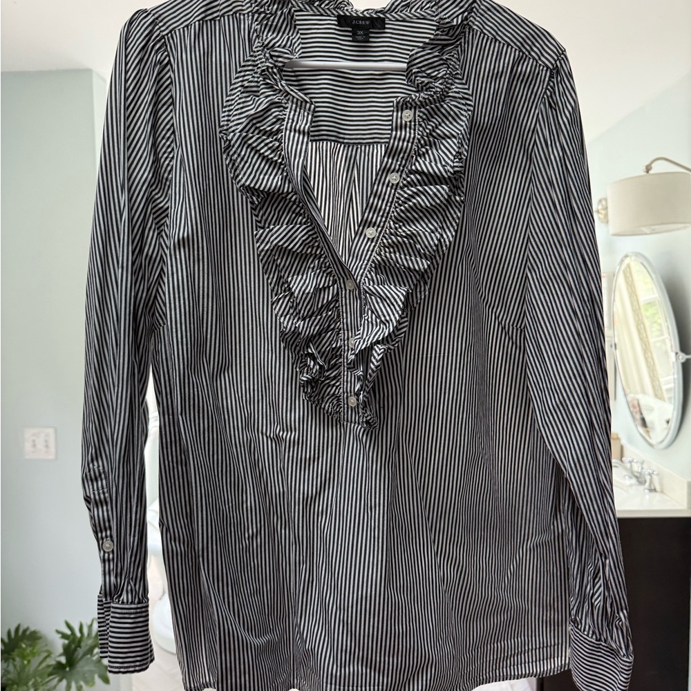 J. Crew Striped Blouse with ruffle